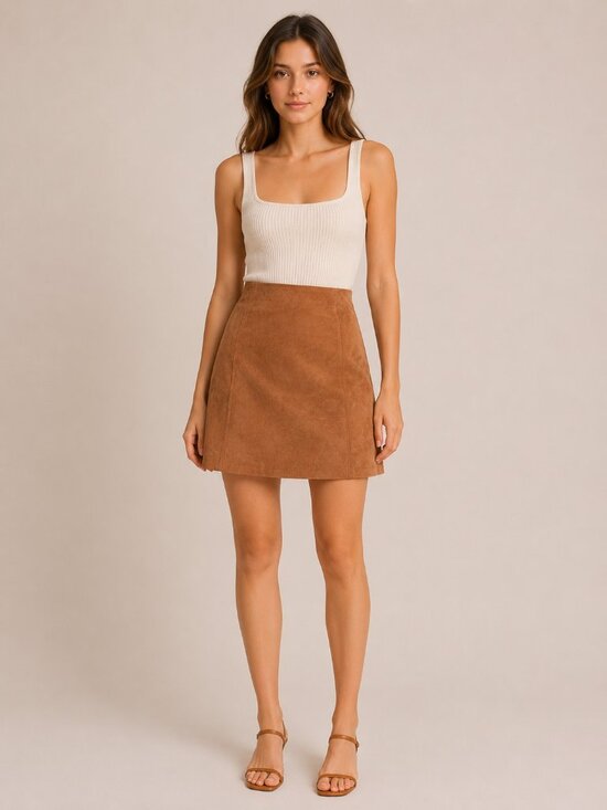 Babaton Dresses & Skirts - Babaton Camel Suede Mini Skirt